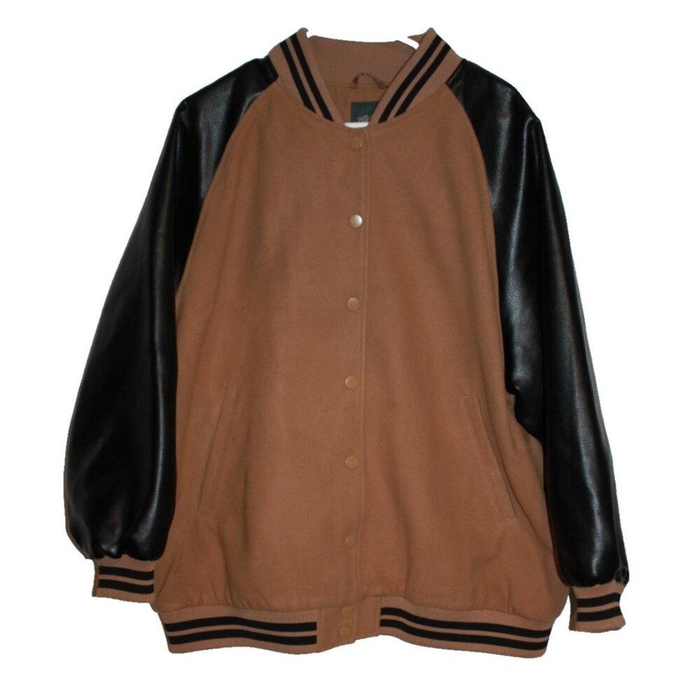 Men's Wild Fable Varsity Brown & Black Baseball Letterman Jacket Bomber Size XXL